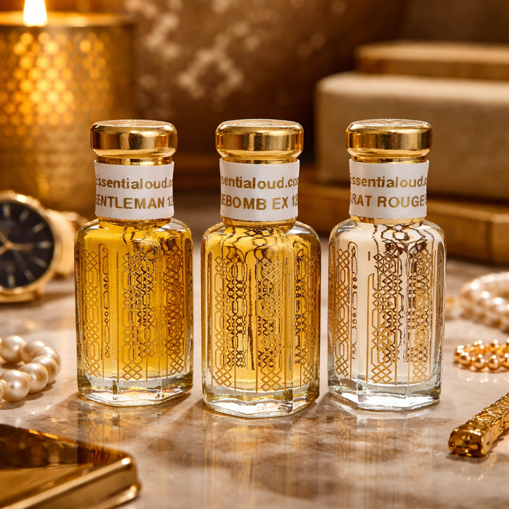 Essential oud bottles bundle of 3, 12ml collection. Inspired by designer perfumes
