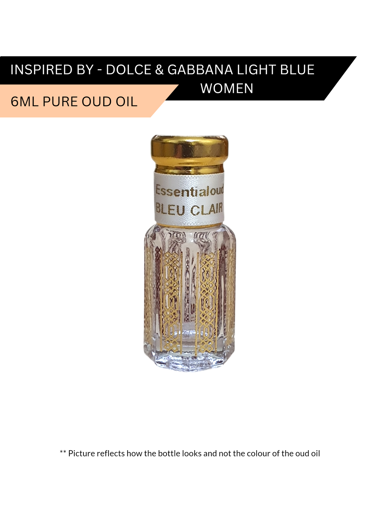 3ml, 6ml, 12ml Bleu Clair Oud oil inspired by Dolce & Gabbana Light Blue Women by Essential oud. Discount applied at checkout