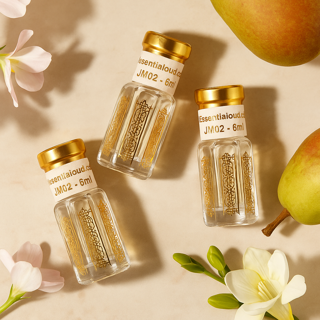 Picture of 3, 6ml oud bottles by Essential Oud inspired by Jo Malone London – English Pear & Sweet Pea